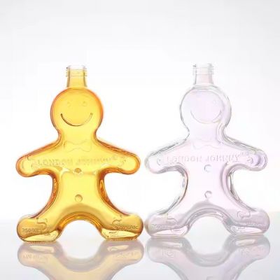 Creative Design 750 ml Glass Bottle Custom Humanoid Brandy Vodka Rum Whisky Glass Bottle