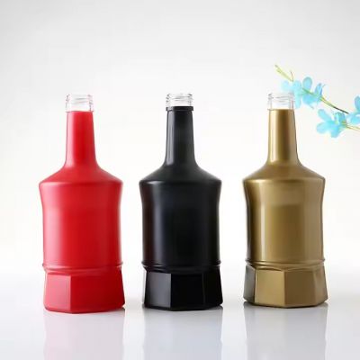 Custom Design Matte Black Oil Bottles Wine Brandy Bottle 700ml 750ml Beverage Spirit Glass Bottle With Screw Cap