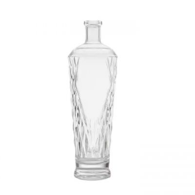 Super Flint Embossed Whisky Empty 1000ml Round Spirits Vodka Glass Brandy Bottles