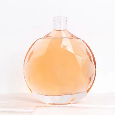 750ml Luxury Vodka Bottle Custom Round Bottle 375ml 500ml 1000ml Glass Bottle for Liquor Spirit Whiskey Rum Brandy Gin