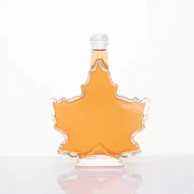 Maple Leaf Shaped Glass Syrup Liquor Bottle 50ml 100ml 250ml Capacity Screw Top Diffuser Packing Tequila Brandy Drinks Free