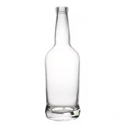 New Design Hot Sale Round 700ml Clear Glass Bottle Vodka Whiskey Tequila Gin with Lid