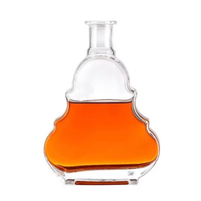Factory Price Custom Clear Empty Brandy Whiskey Rum Beverage Wine Glass Liquor Bottles With Embossed Logo Glass Water Bottle