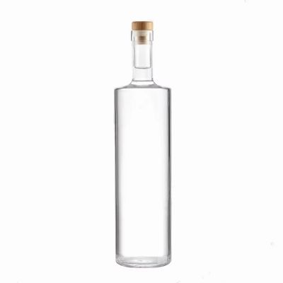 Hot Transparent Frosted Flat Shoulder 700ml 750 ml Liquor Glass Oil Ice Wine Custom Glass Bottle with Cork