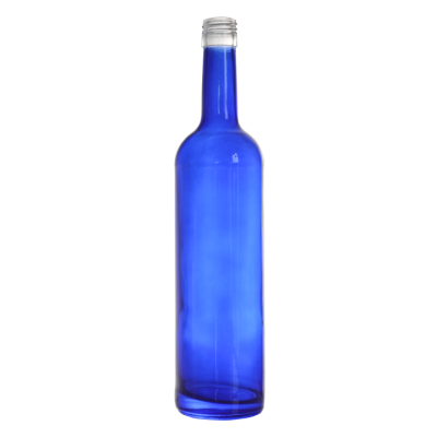 Wholesale Custom Amber Blue Glass Liquor Bottle 50cl to 75cl Empty Round Spirit Bottles for Ropp Cap Vodka Gin Tequila