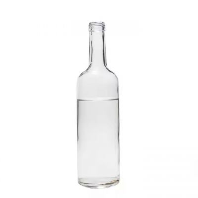 Elegant High-end 750ml Cylinder Vodka Gin Alcohol Bottle Empty Clear Whisky Tequila Brandy Wine Glass Bottle with Screw Cap
