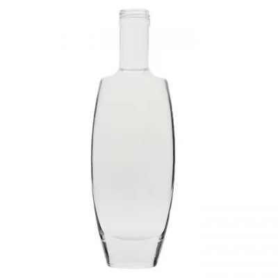 Wholesale Custom Small 250ml Glass Bottle clear Empty Flat Shape for Liquor Brandy Vodka Gin Whisky with Screw Cap