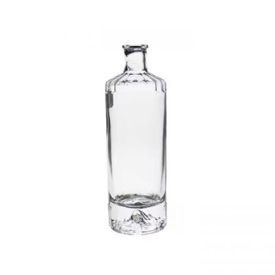 Super Flint Transparent 500ml Empty Mountain Bottom Whisky Vodka Bottle Custom Liquor Spirits Gin Rum Glass Bottle With Cork