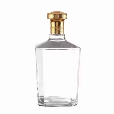 Wholesale Customized Square Shape Beverage Glass Bottles 200ml 375ml 500ml 700ml 750ml Cork for Brandy Vodka Gin Whiskey Tequila