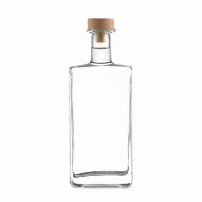 Transparent 700ml 500ml Square Whiskey Glass Bottle with Lids for Tequila and Brandy