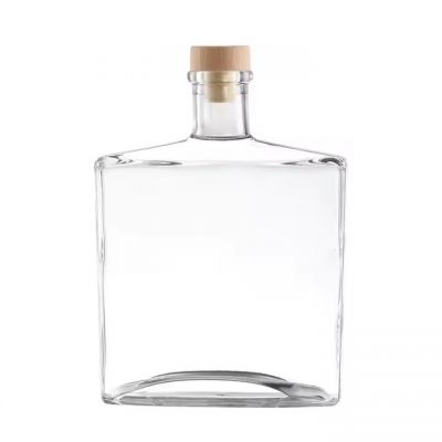 Custom Capacity Square Glass Whiskey Bottle 750ml Cork Silk Screen Printing