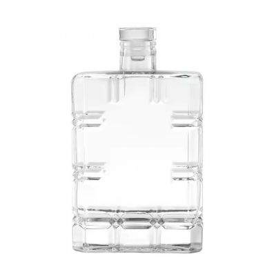 700ml Square Glass Bottle with Rubber Stopper for Nightclub Bar Drinks Whisky Rum Vodka Tequila Brandy