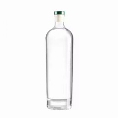 Factory 750ml Flat Mouth Glass Wine Bottle with Rubber Stopper for Mineral Water Liquor Vodka White Wine with Gold Votive Note
