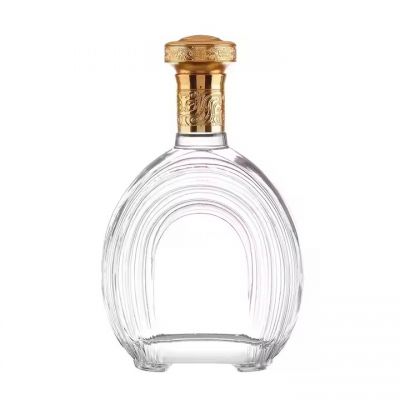 520ml Quality Flat-Top Cork Top Crown Cap Manufacturer's Empty Flint Glass Decanter for Brandy and Tequila Packaging