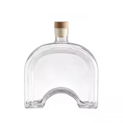 Alcohol Drink Wines Spirits Brandy Tequila Glass Bottles Bridge Shape 700ml Whisky Glass Bottle with Wood Cork