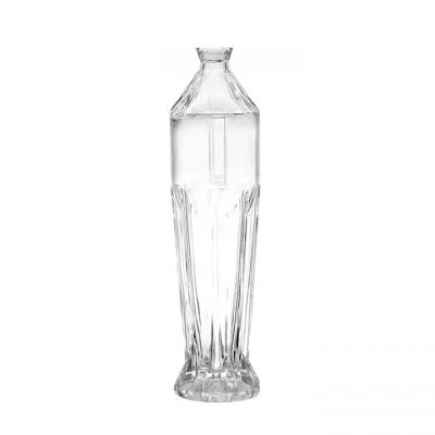 Wholesale Special Shape Glass Bottle Clear 750ml Beverage Sealed Empty Clear Glass Liquor Bottle