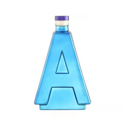 Custom 750ml Electroplating Empty Spirits Vodka Gin Champagne Liquor Bottle a Shaped Glass Bottles With Stopper