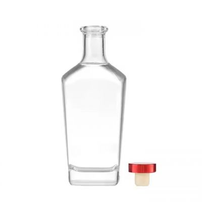 Wholesale 700ml Flat Square Glass Bottle Super Clear for Whiskey Brandy Liquor Wine Packing Paint & Frost Surface Handling