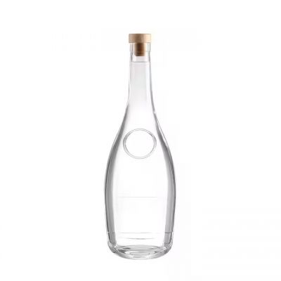 Factory Sale Empty Round Glass Bottle Liquor Whisky Vodka Tequila Wine Glass Bottle With Cork Lid