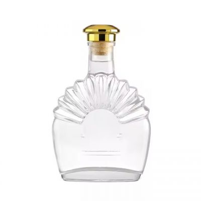 High Quality Vodka Whiskey Rum Wine Glass Bottle Personalised Custom Design Emboss Clear Transparent Brandy Bottle