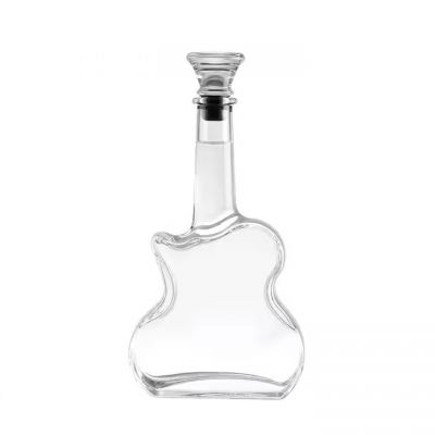 Custom Shape Whisky Vodka Bottle Empty Vodka Brandy Tequila Spirit Bottle Guitar Shaped Glass Bottle With Lid