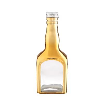 Factory Empty Whisky Vodka Gin Glass Bottles Gold Color 375ml 500ml Clear Fluted Glass Bottle With Corks