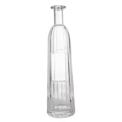 750ml Wide Mouth Ribbed Tapered Bottle with Custom Logo Panel for Water Juice Spirit Empty Beverage Glass Bottle