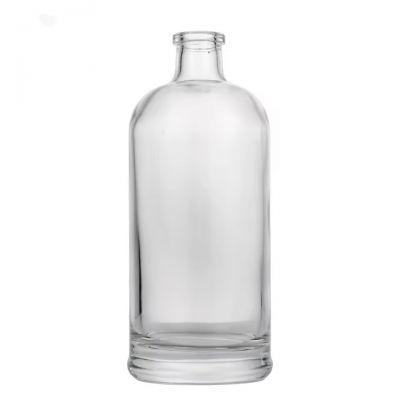 Wholesale Round Shape Glass Gin Bottle for Liquor 500ml Whiskey Vodka Rum Glass Brandy Bottles With Cork