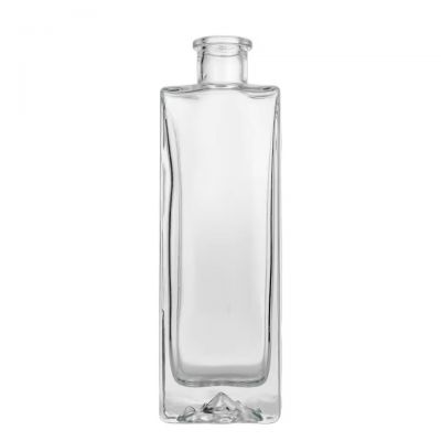 Luxury Flat Square Volcano Mountain Bottom Bottle 250ml Clear Glass Bottle for Whiskey Vodka Gin Tequila