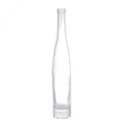 Custom 375ml Empty Ice Wine Glass Bottle Tall Round Shape Long Neck Glass Bottle With Cork Top