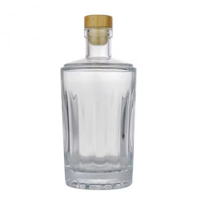 Good Quality 500ml Glass Bottle Flat Shoulder Round Shape Super Flint Glass Whiskey Thick Bottom Bottle Vodka Bottle With Cork