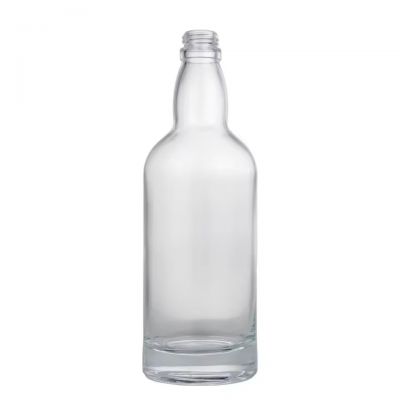 Factory Wholesale Custom Threaded Cap Long Neck Thick Bottom Round Suitable for Whisky Vodka 700ml Liquor Glass Bottle