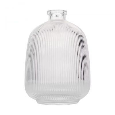 Wholesale Striped Large Capacity 500 ml Empty Clear Round Bottle for Fruit Liquor Wine Beverage Glass Ready Stock