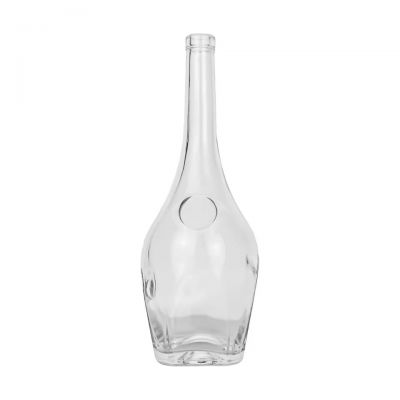1000ml clear Super Flint Glass Curvilinear Glass Bottle With a Square Base and Mid-Section Circumferential Indentation Design