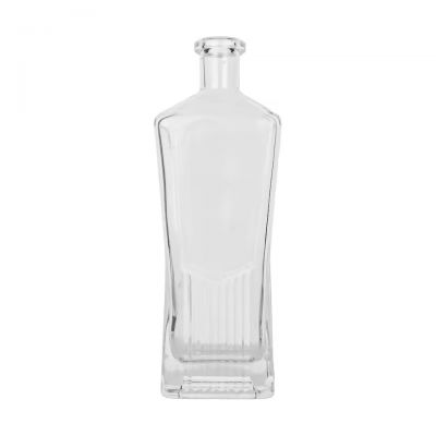 750 ml Empty Square Streamline Brandy Glass Bottles for Liquor Vodka Tequila Whiskey Spirit Bottle With Cork