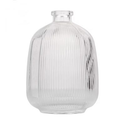 Wholesale Striped Large Capacity Liquor Round Fruit Wine Beverage 500ml Glass Bottle with Stopper Ready Stock