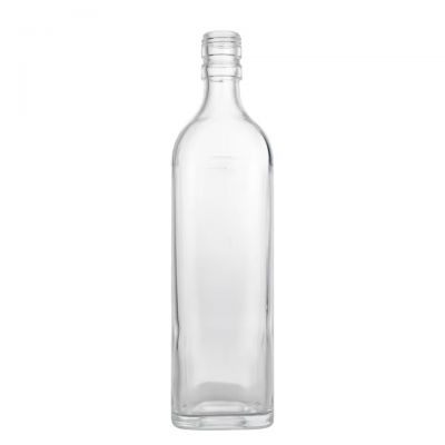 700ml Factory Square Threaded Glass Bottle Thin Base Curved Shoulder with Screw Top for Vodka Whisky and Beverages
