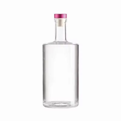 Clear 700ml Glass Spirit Bottle with Cork Sealing Empty for Brandy Rum Whisky Gin Vodka Tequila Distillery for Branding
