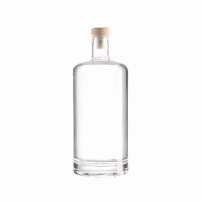 750ml Clear Round Glass Liquor Bottles with Cork Sealing for Vodka Tequila Brandy and Energy Drinks