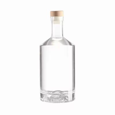 Wholesale Custom Crystal Glass Bottle 750ml Capacity with Cork Sealing for Brandy Vodka Whiskey Gin Mojito Spirit Tequila
