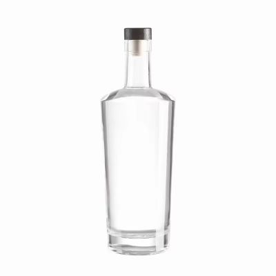 Custom Printed 750ml Glass Vodka Bottle with Flint Lid and Cork Sealing