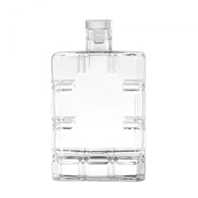 700ml Square Glass Bottle with Rubber Stopper for Nightclub Bar Drinks Whisky Rum Vodka Tequila Brandy