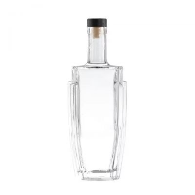 High Grade Transparent Glass Bottles for Vodka Whiskey Brandy Tequila with Cork Sealing and Lids