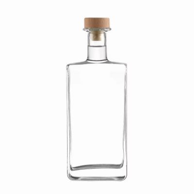 Transparent 700ml 500ml Square Whiskey Glass Bottle with Lids for Tequila and Brandy