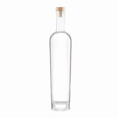 Transparent Super Flint Glass Liquor Wine Bottle 200ml 375ml 500ml 750ml 1000ml Capacity Cork Sealing for Whisky Vodka Tequila