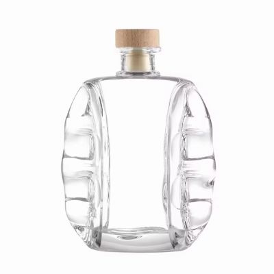Factory Wholesale Customized 500ml Square Rum Glass Bottles Cork Sealed for Whiskey Wine Spirits Tequila Use