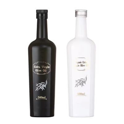 Factory Wholesale High Quality Unique Design 500ml 750ml Matte Black White Olive Oil Glass Bottles With Corked