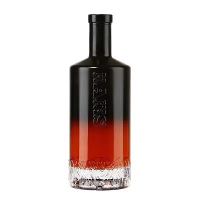 Customized 700ml 750ml Sweden Engraved Logo Printing Black Red Gradient Empty Bottles Liquor Vodka Glass Bottle From China