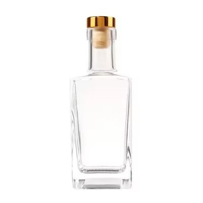 Hot Sale Square Empty Custom Design Glass Bottle for Spirit Rum Vodka Brandy Tequila Flat 500ml 750ml