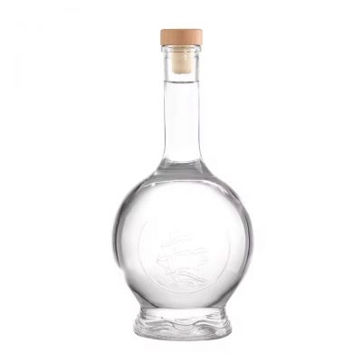 Customizable Round Empty Transparent Wholesale Crystal 500ml & 750ml Gin Brandy Vodka Rum Glass Spirits Bottle